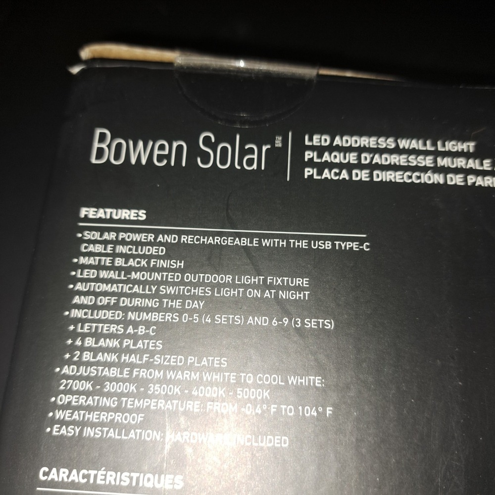 Artika Bowen Solar LED Address Wall Light Dusk-to-Dawn Black 100 Lumens Fast - Picture 4 of 12